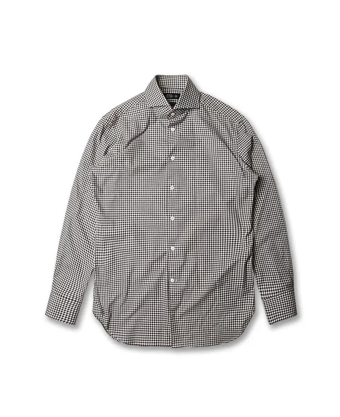 맨온더분 [Man On The Boon] 아이보리 브라운 체크 슬림 셔츠 상품이미지1