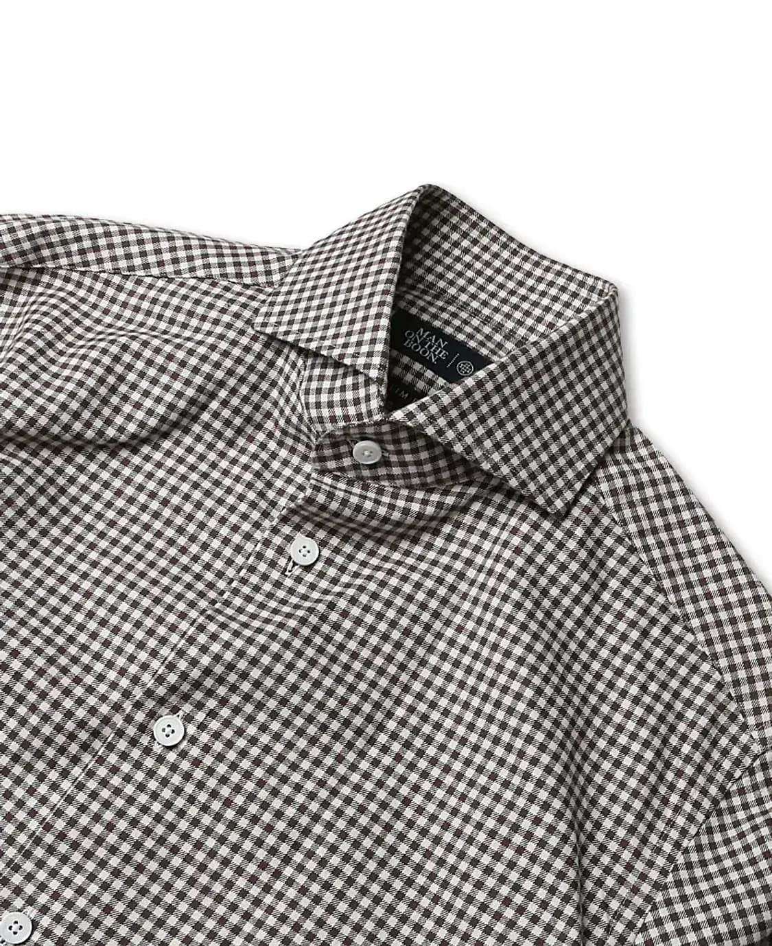 맨온더분 [Man On The Boon] 아이보리 브라운 체크 슬림 셔츠 상품이미지2