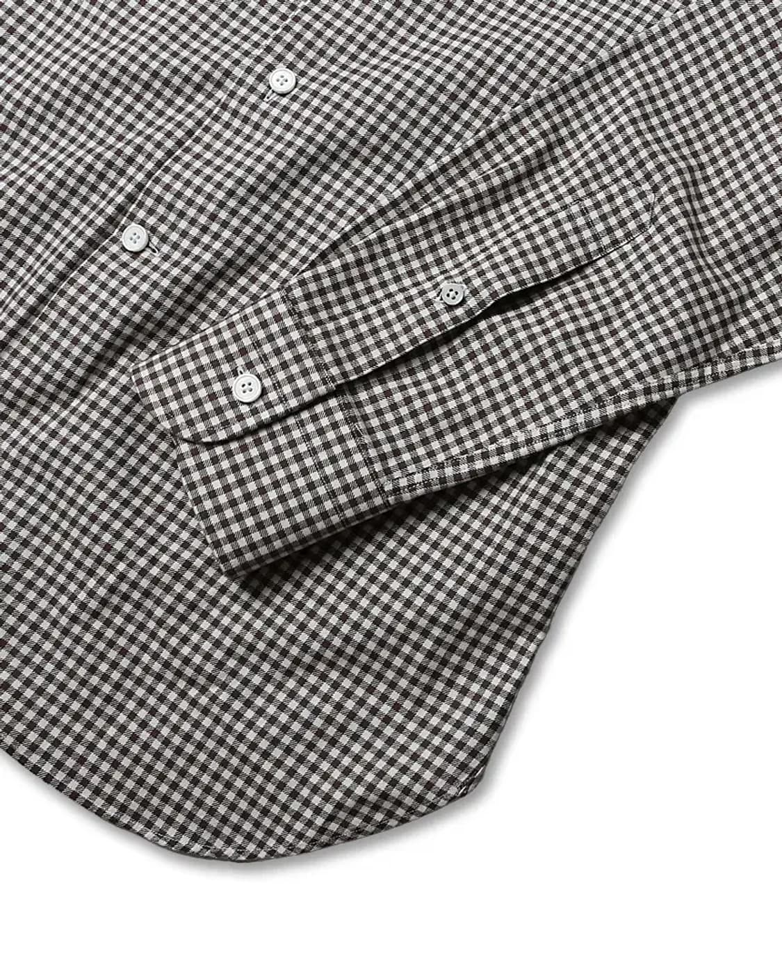 맨온더분 [Man On The Boon] 아이보리 브라운 체크 슬림 셔츠 상품이미지3