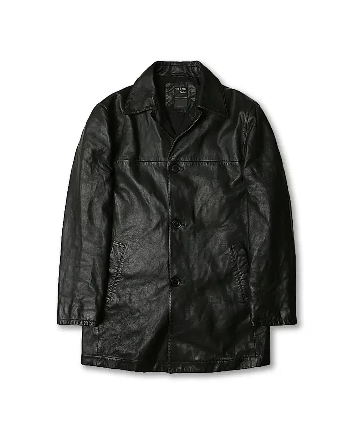 꼬르넬리아니 [Corneliani] 블랙 레더 럭셔리 이태리 하프 코트 상품이미지1