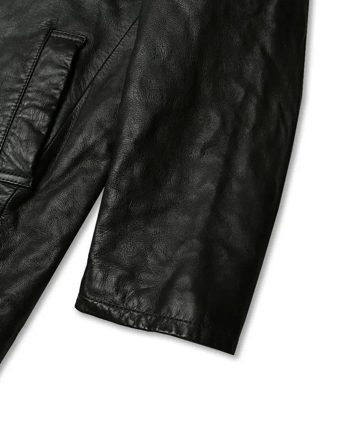 꼬르넬리아니 [Corneliani] 블랙 레더 럭셔리 이태리 하프 코트 상품이미지4