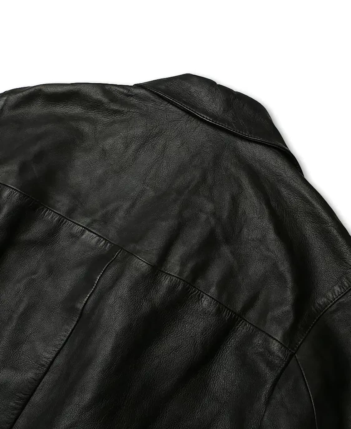 꼬르넬리아니 [Corneliani] 블랙 레더 럭셔리 이태리 하프 코트 상품이미지5