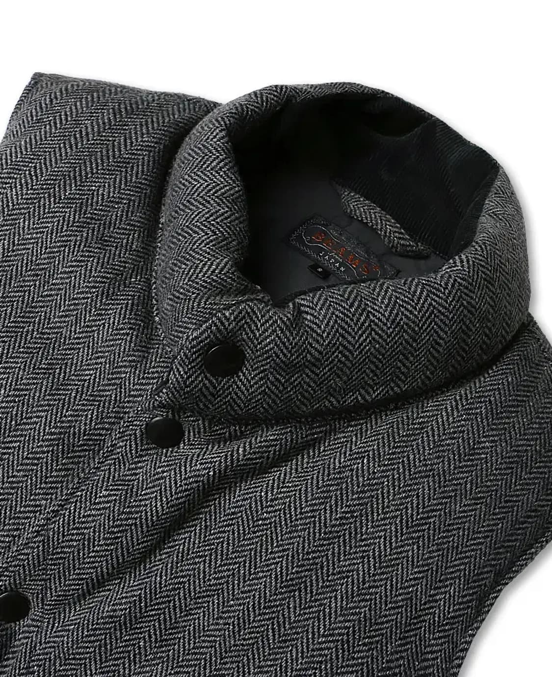 빔즈 플러스 [Beams +] 그레이 헤링본 울 다운 패딩 베스트 상품이미지2