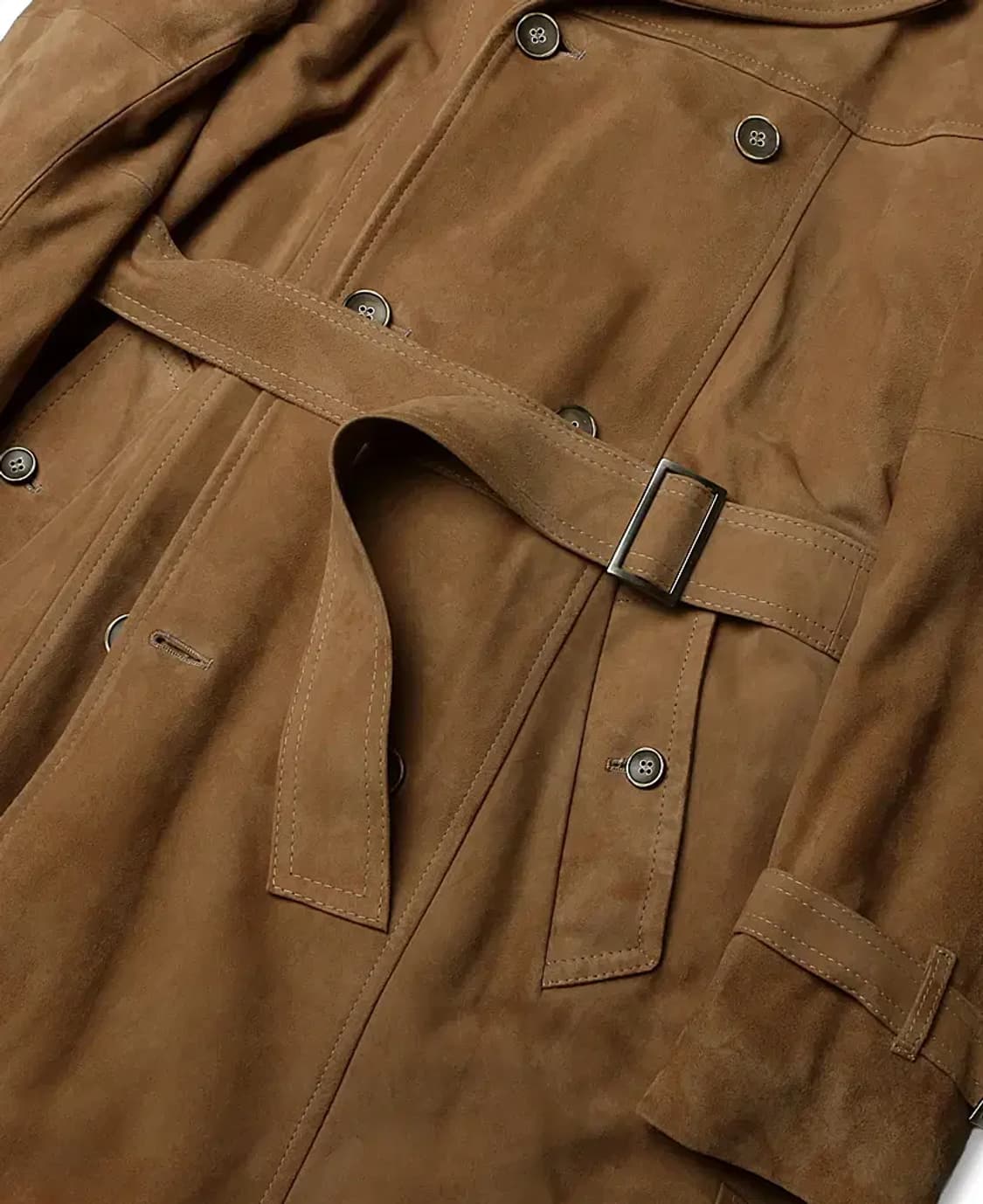 엠메띠 [Emmeti] 무통 카멜 염소 스웨이드 가죽 벨트 더블 코트 상품이미지3