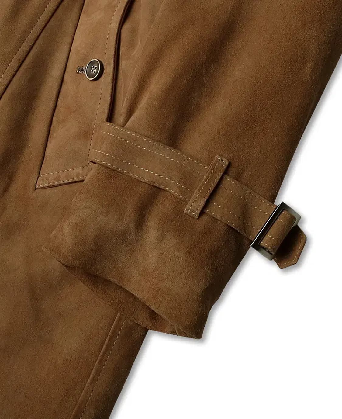 엠메띠 [Emmeti] 무통 카멜 염소 스웨이드 가죽 벨트 더블 코트 상품이미지4