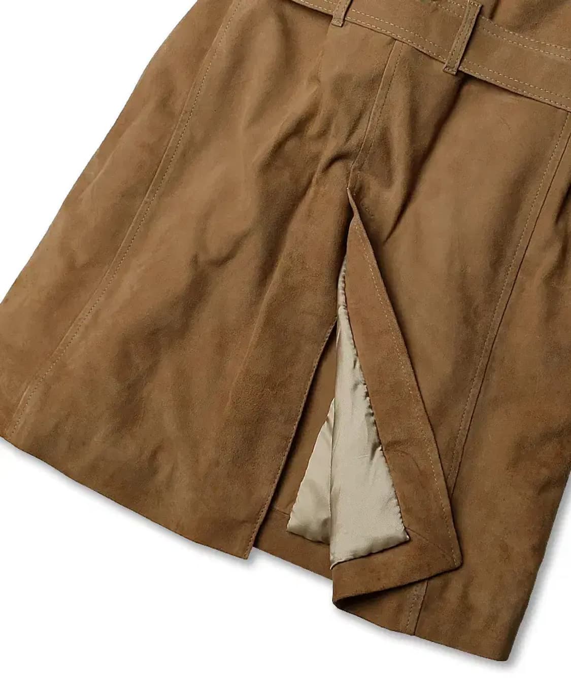 엠메띠 [Emmeti] 무통 카멜 염소 스웨이드 가죽 벨트 더블 코트 상품이미지6