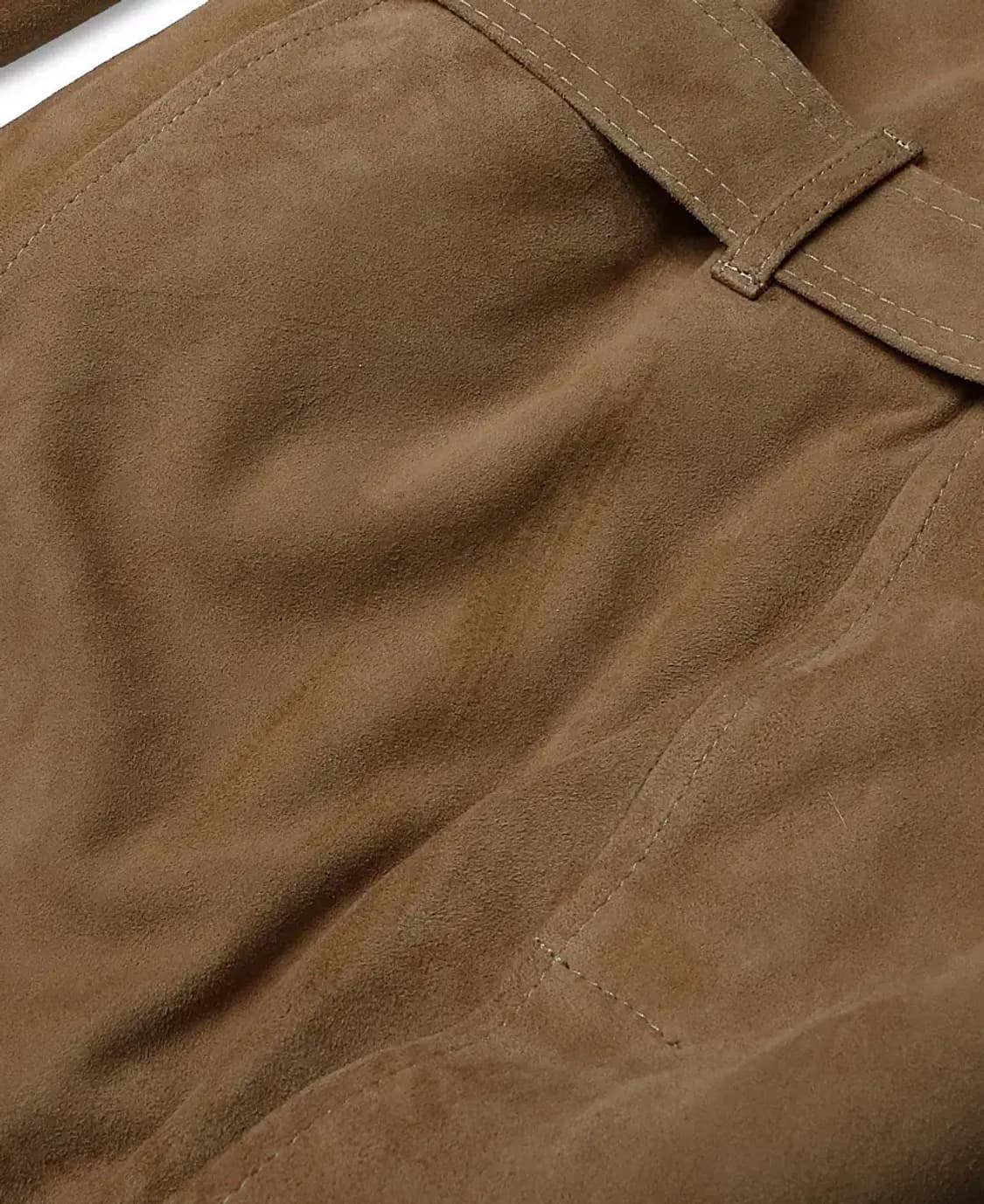 엠메띠 [Emmeti] 무통 카멜 염소 스웨이드 가죽 벨트 더블 코트 상품이미지9