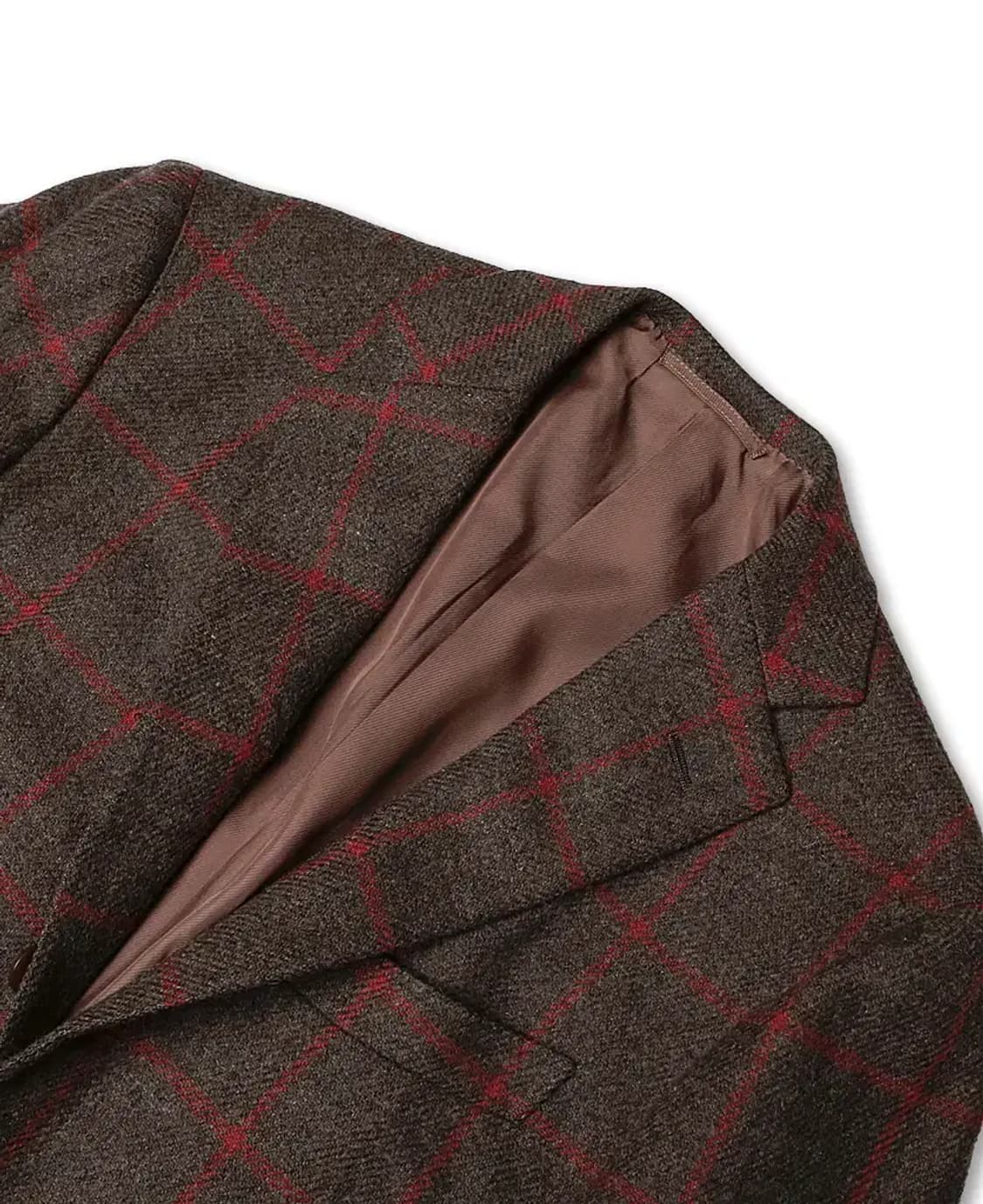 빔즈 에프 [Beams F] 브라운 레드 포인트 체크 울 스포츠 자켓 상품이미지2