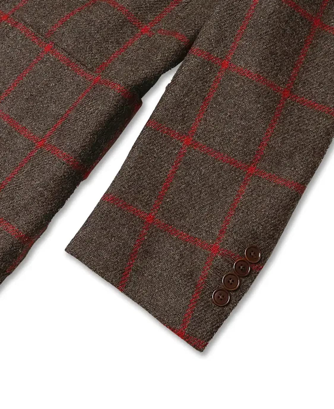 빔즈 에프 [Beams F] 브라운 레드 포인트 체크 울 스포츠 자켓 상품이미지3