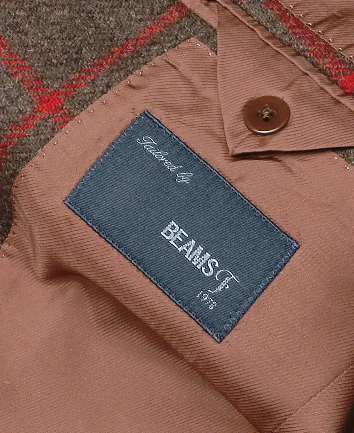 빔즈 에프 [Beams F] 브라운 레드 포인트 체크 울 스포츠 자켓 상품이미지5