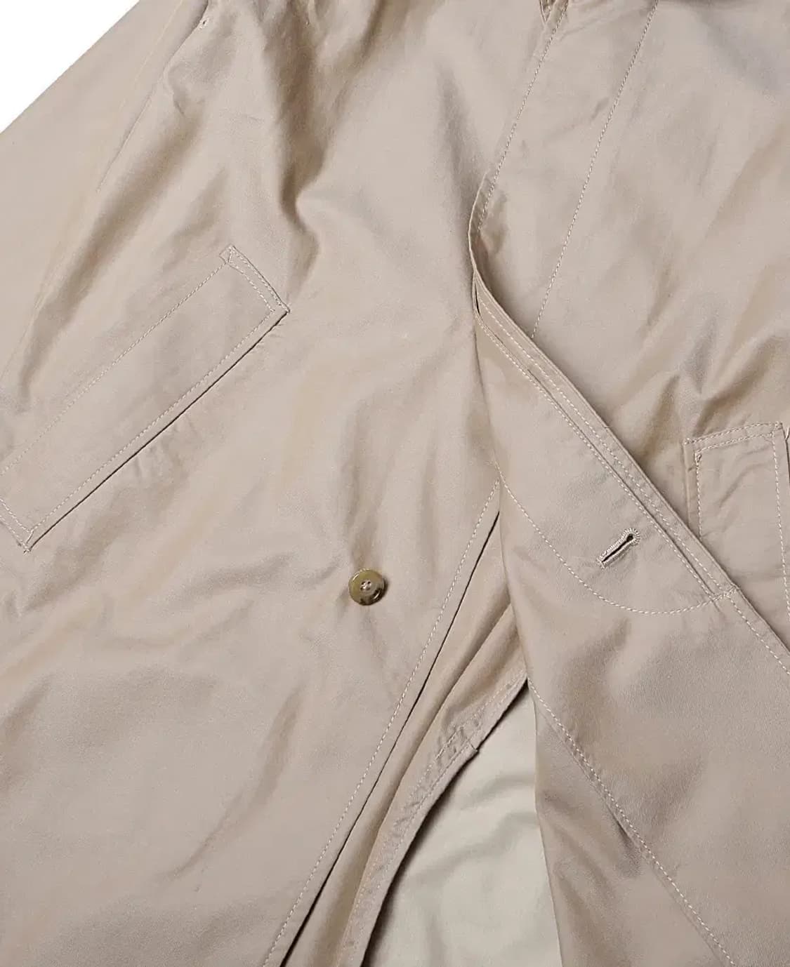 빔즈 플러스 [Beams +] 히든버튼 레글런 베이지 코튼 코트 면코트 상품이미지3