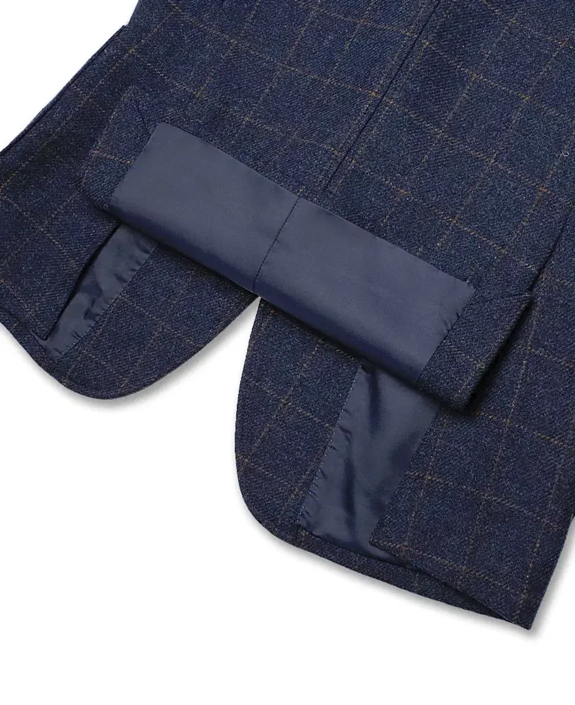 빔즈 하트 [Beams Heart] 울 체크 네이비 스포츠 자켓 블레이저 상품이미지4