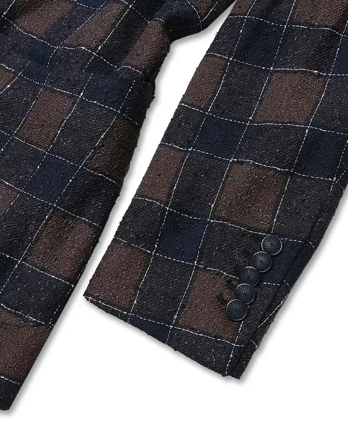 딸리아또레 [Tagliatore] 브라운 네이비 텍스처드 이태리 체크자켓 상품이미지3