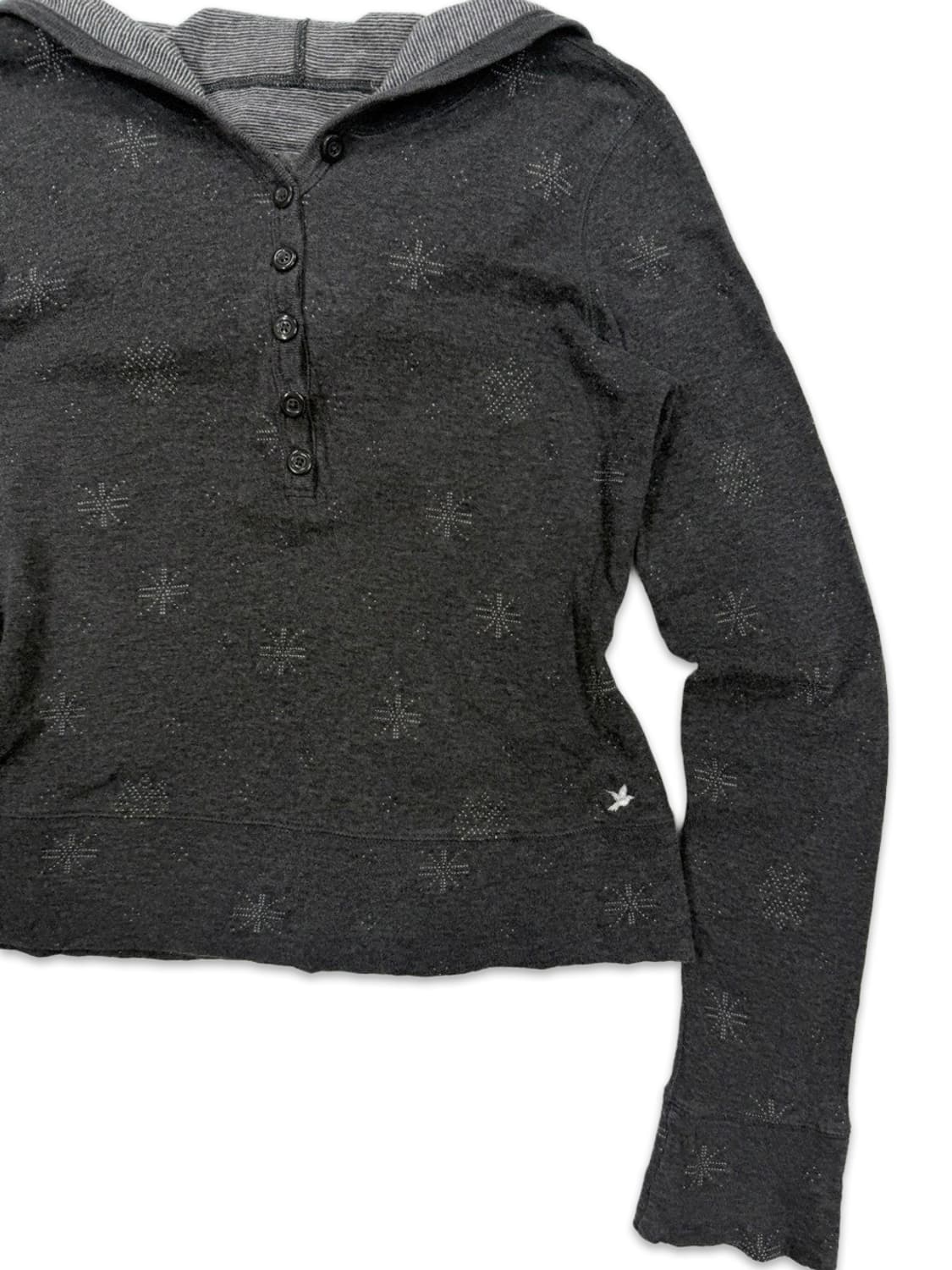 빈티지 Aerie 그레이 롱 슬리브 하프단추 후드티 상품이미지2