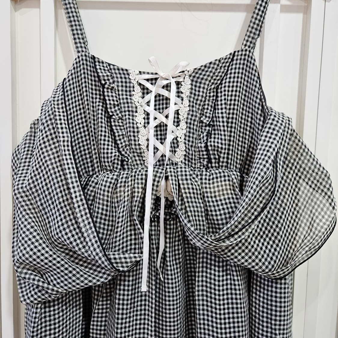 엑시즈팜(Axes Femme) 깅엄체크 레이스 원피스 상품이미지5