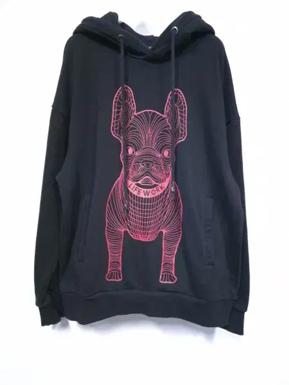 BT591 라이프워크 남성95사이즈 블랙 빅라독 후드 티셔츠 상품이미지1