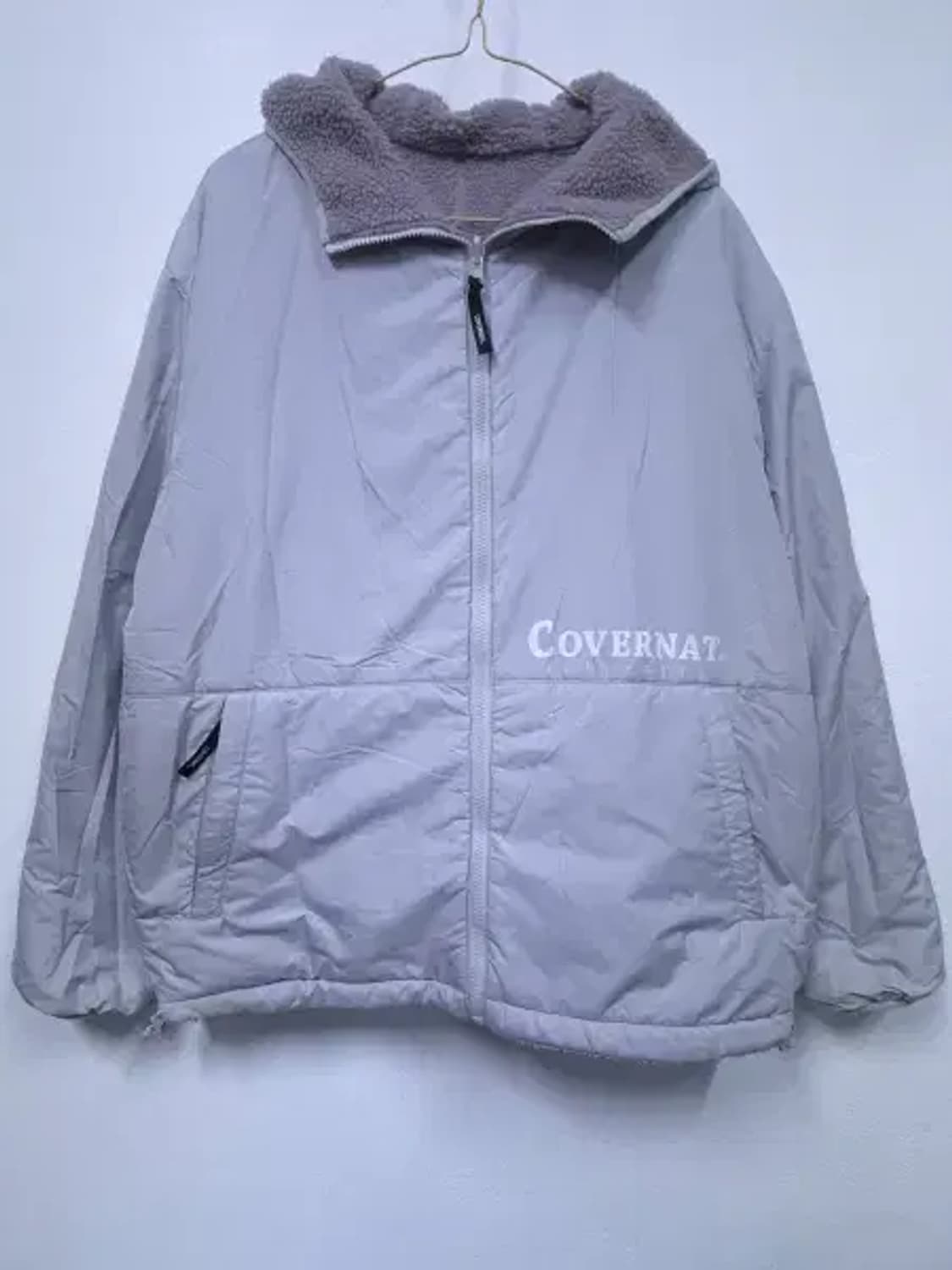BT593 커버낫 남성100사이즈 라이트그레이 리버시블 뽀글이 후드 점퍼 상품이미지1