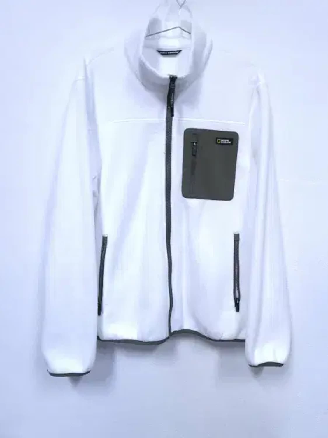 BT596 내셔널지오그래픽 남성100사이즈 화이트 후리스 집업 자켓 상품이미지1