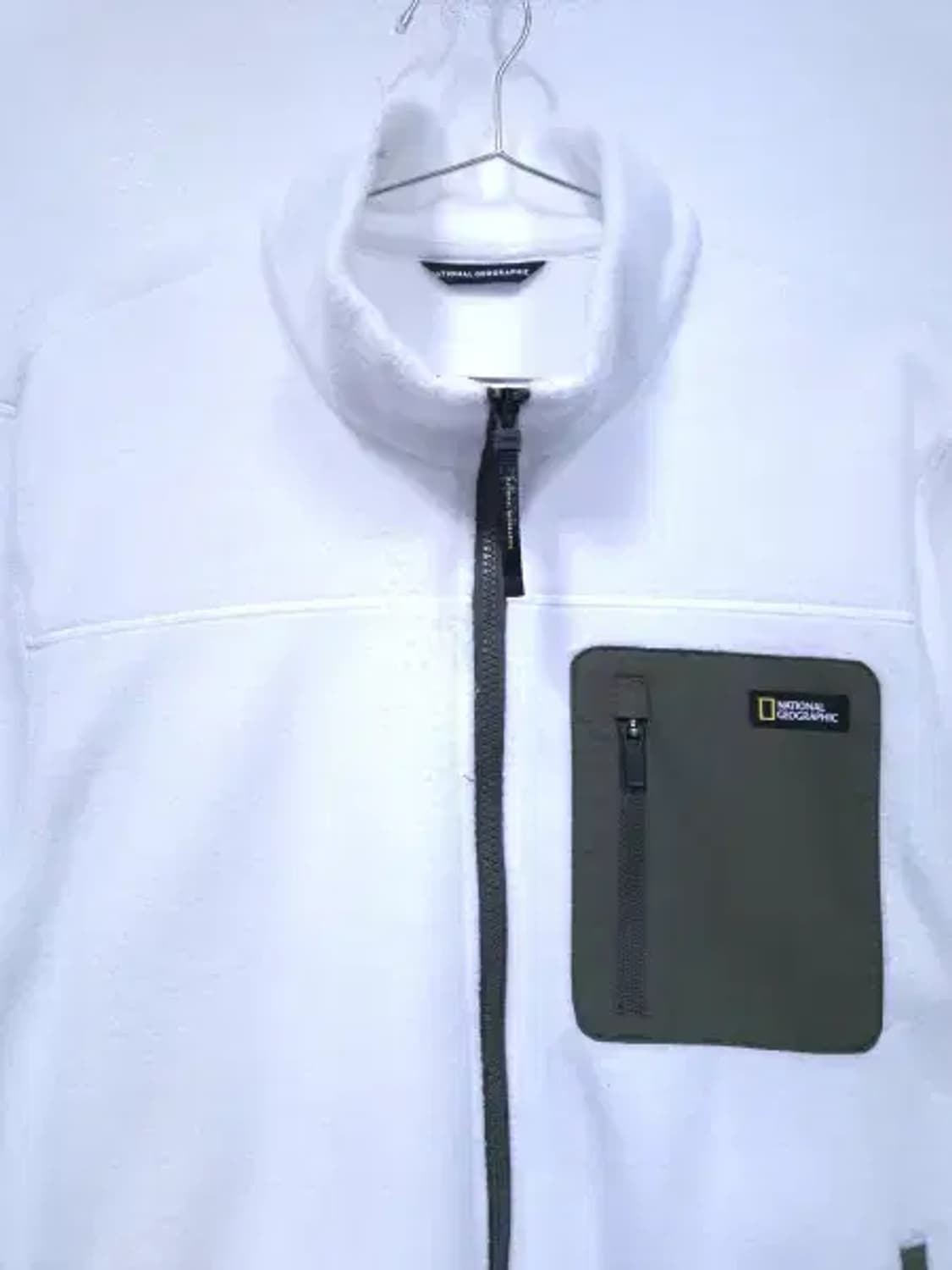 BT596 내셔널지오그래픽 남성100사이즈 화이트 후리스 집업 자켓 상품이미지3