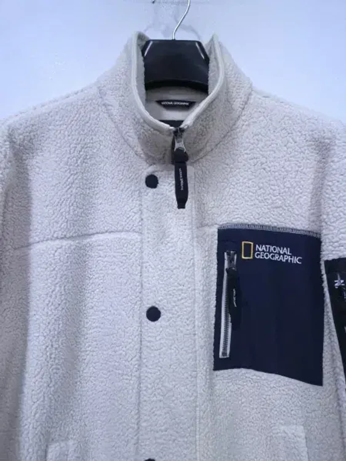 BT597 내셔널지오그래픽 아이보리 코우너스 플리스 하이넥 롱 풀집업 상품이미지2