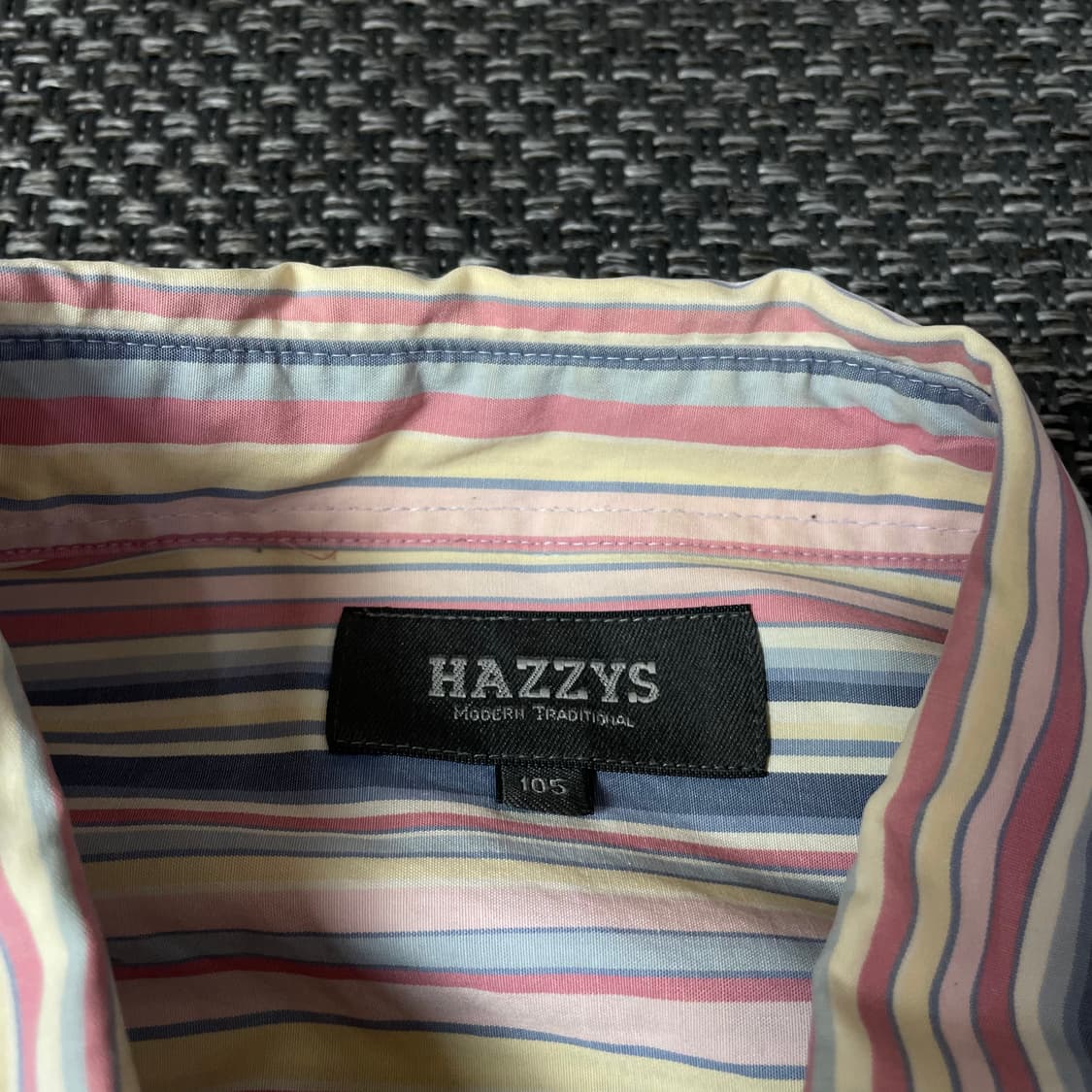 헤지스 핑크 블루 멀티 배색 스트라이프 긴팔 셔츠 105 상품이미지4