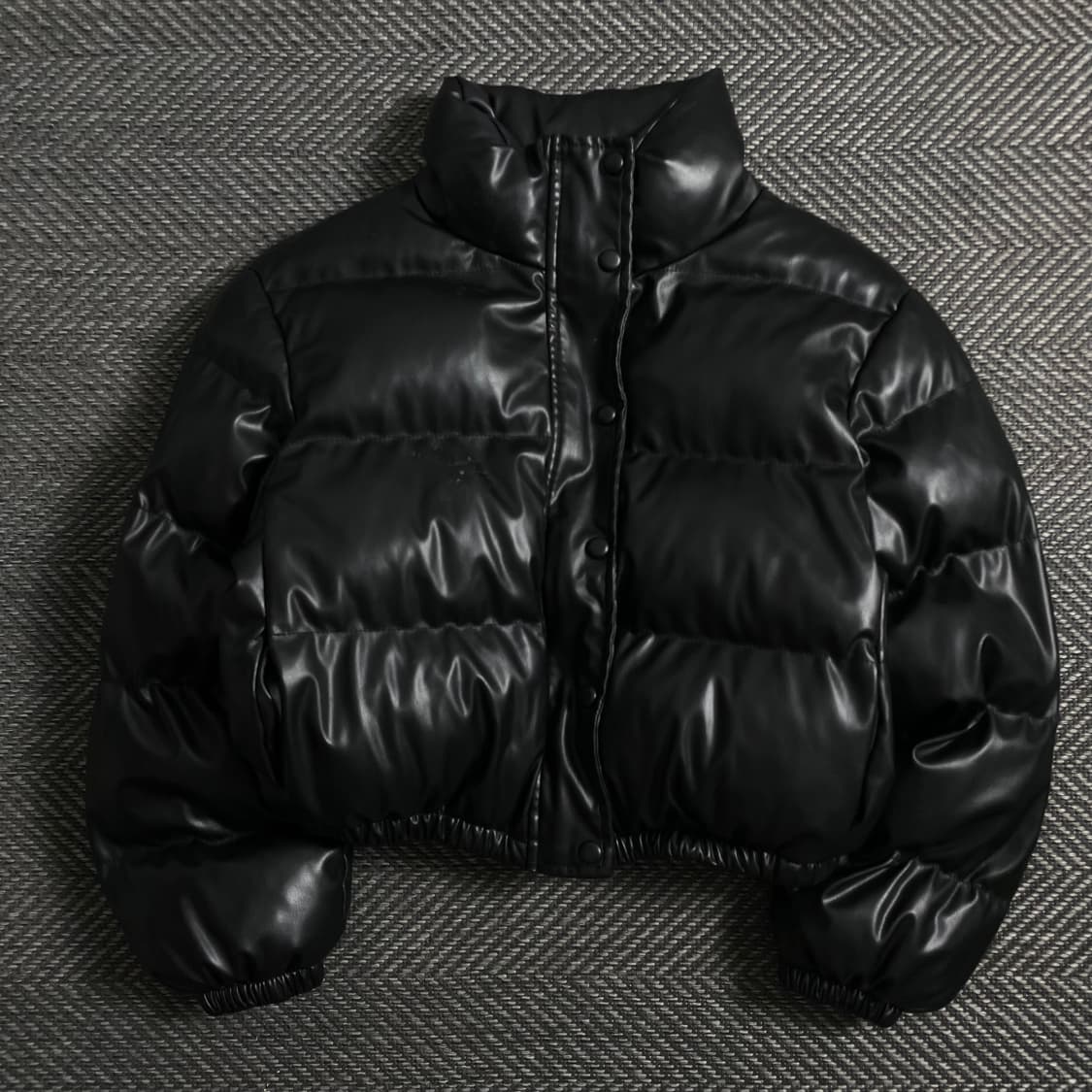 FANDY LOKAR 블랙 레더 크롭 숏패딩y 4481 상품이미지2