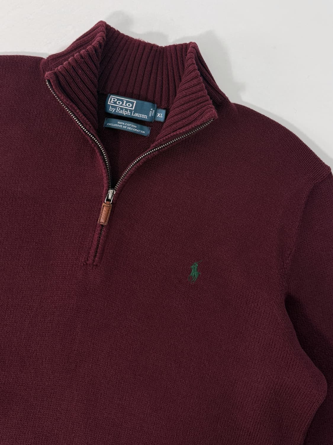폴로 랄프로렌 루즈핏 딥버건디 코튼 하프집 니트 상품이미지2