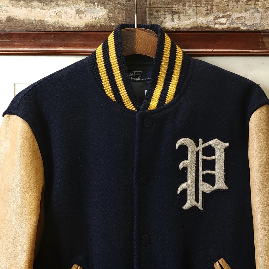 폴로 레더 바시티 자켓 레터맨 자켓 s 상품이미지3