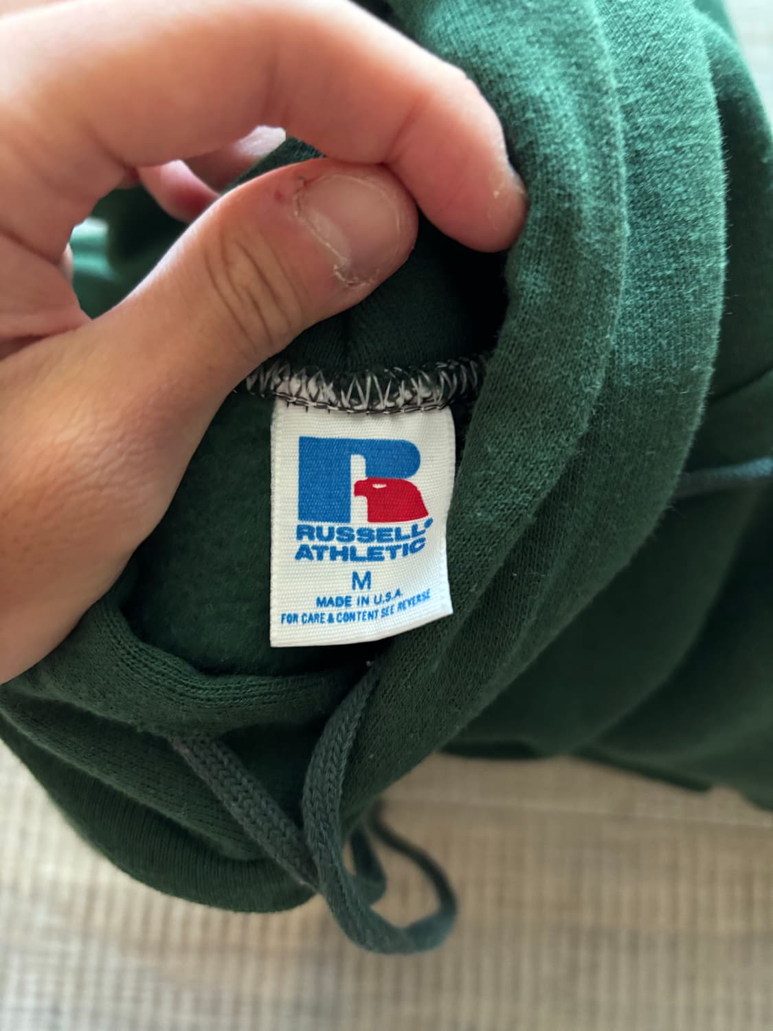 [M] 90s 러셀 후드티 스웻 블랭크 그린 빈티지 상품이미지3