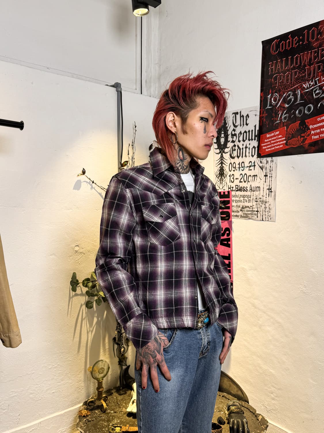 Purple Ombre Check Western Shirt Blouson 상품이미지3