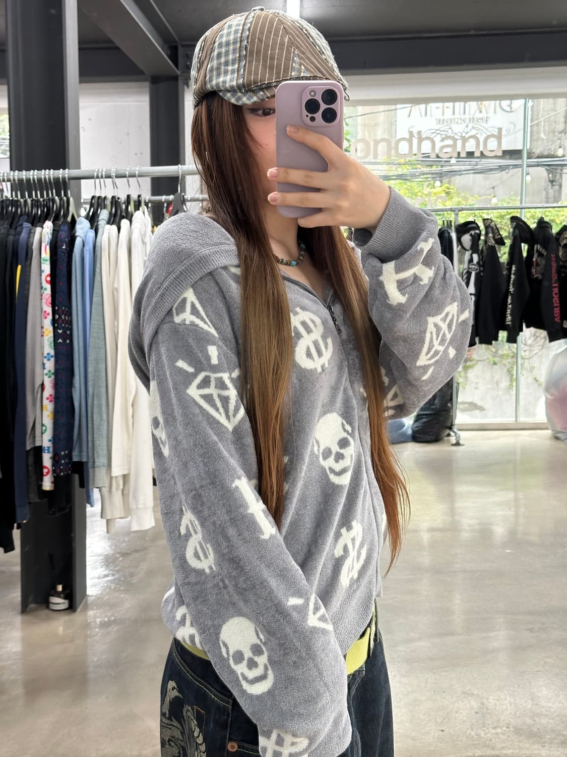 히스테릭글래머 태리 스컬모노그램 후드집업 상품이미지3