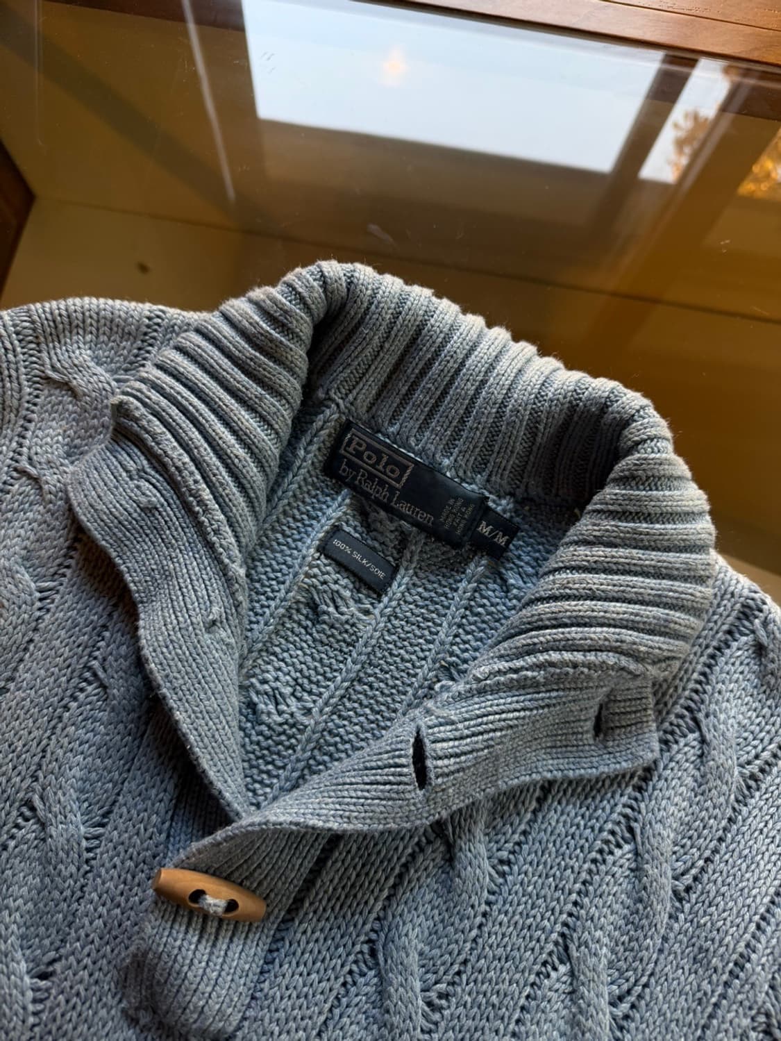폴로 랄프로렌 실크 100% 숄칼라 케이블 니트 100~103 상품이미지7