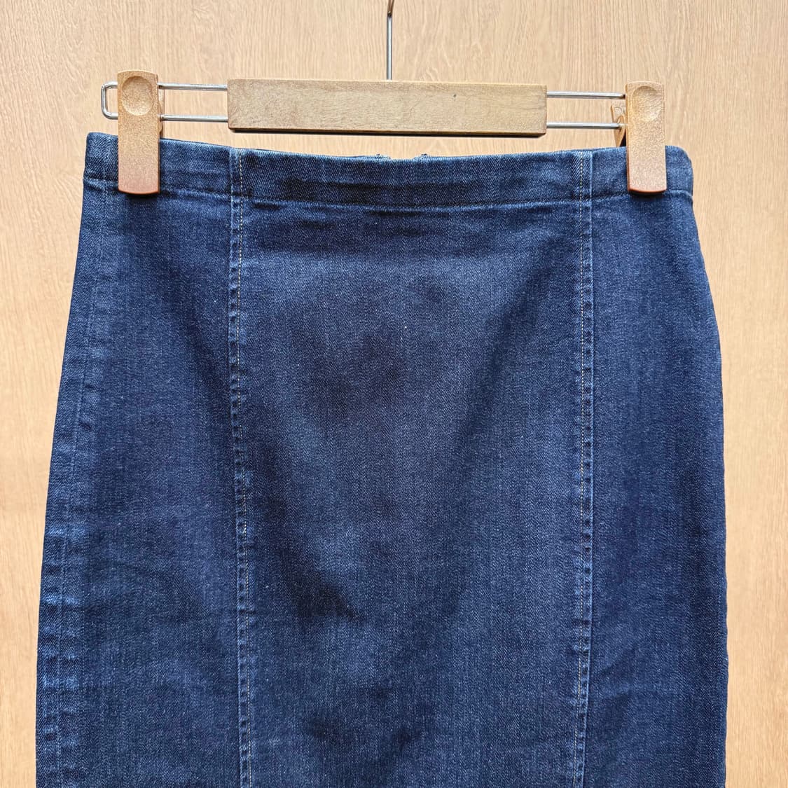 폴로 랄프 로렌 인디고 데님 미디스커트 슬릿 디테일 H라인 진청 상품이미지4