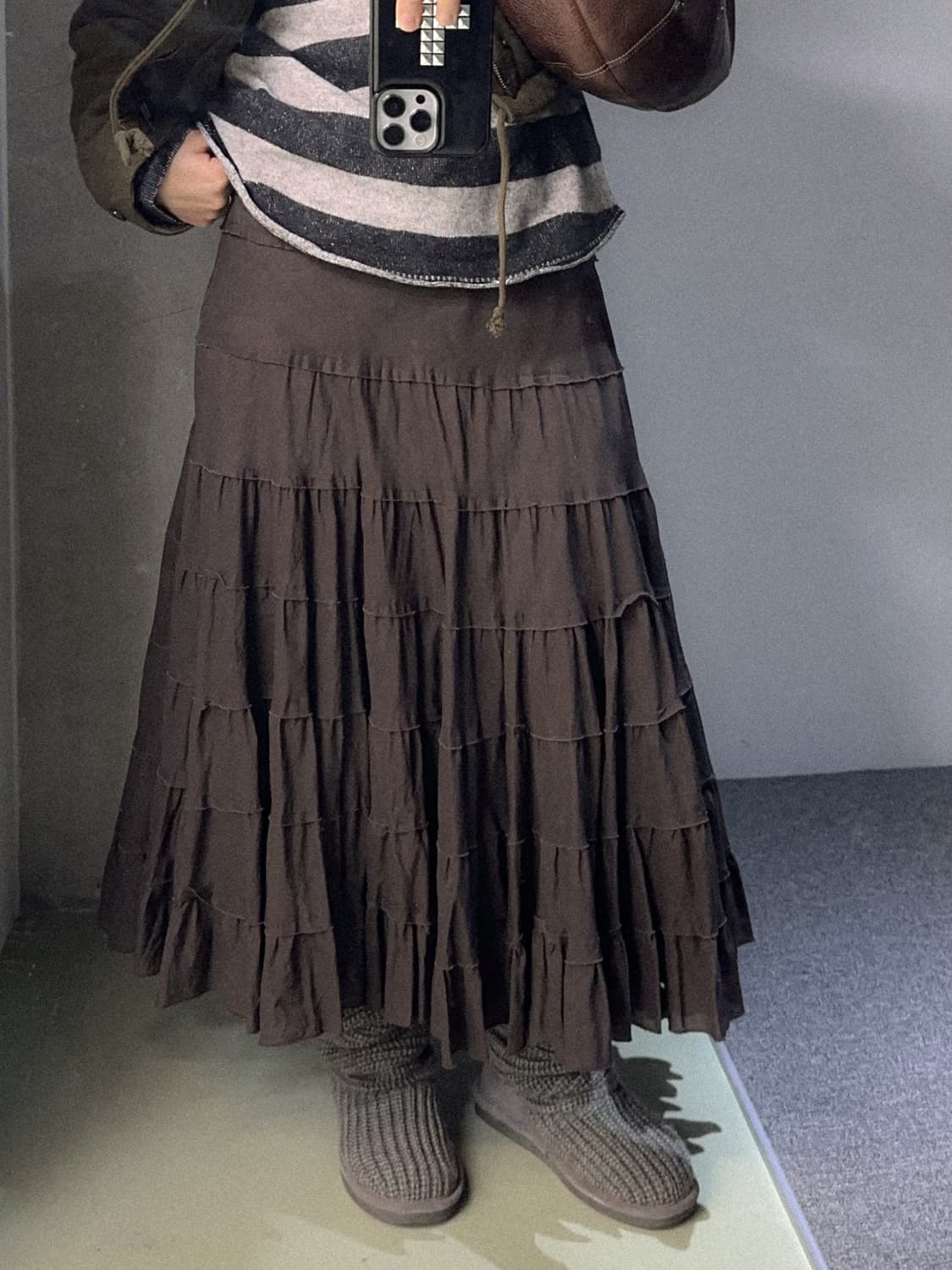 brown cotton cancan skirt 상품이미지2