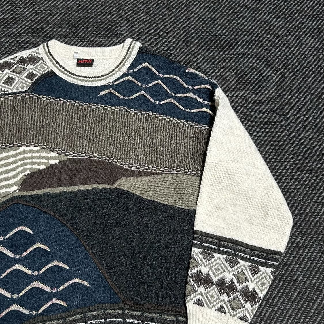 [M] San marco 빈티지 패턴 아크릴 라운드 니트 상품이미지3