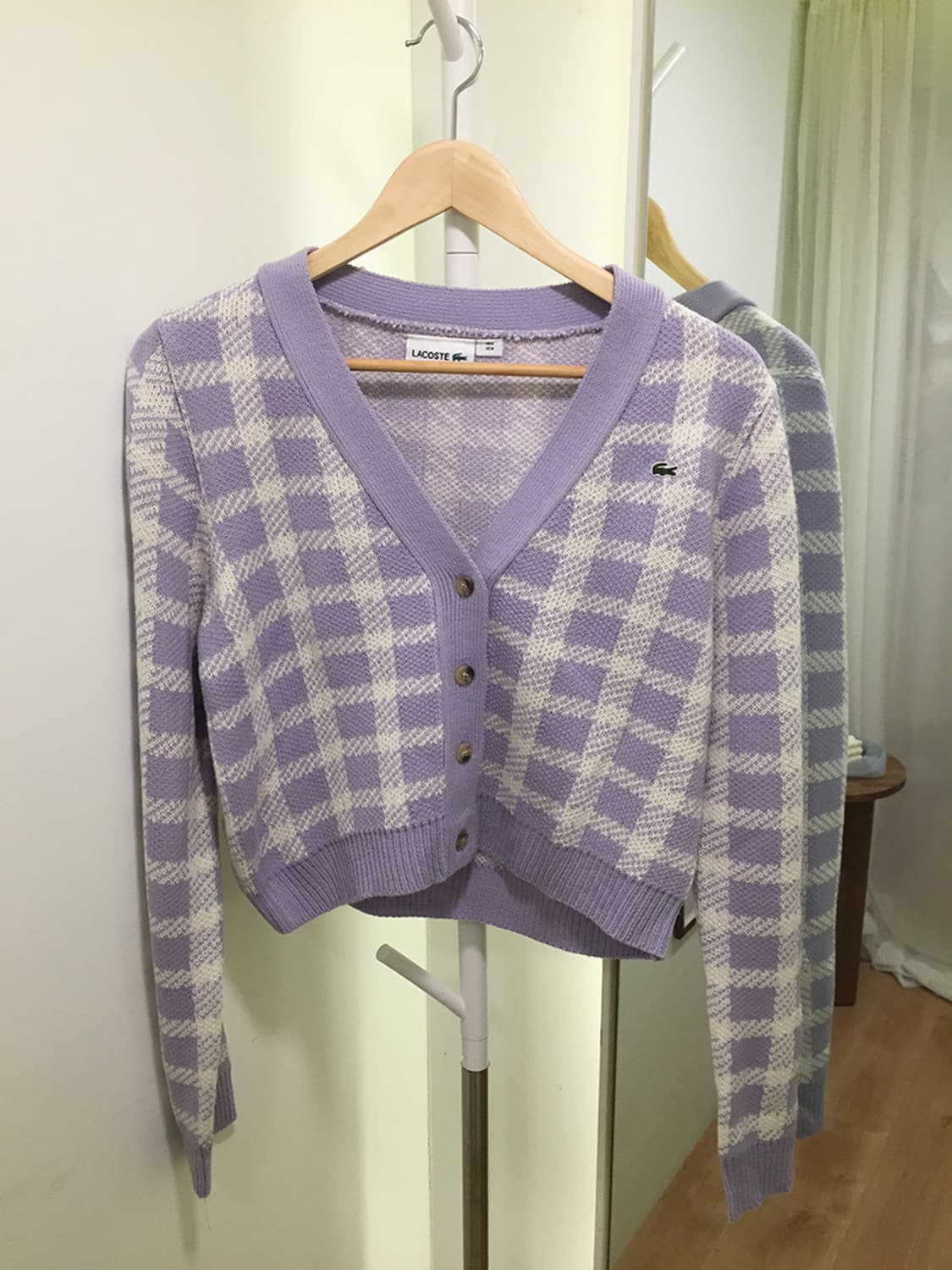 여성 라코스테 체크패턴 니트가디건 95 상품이미지4