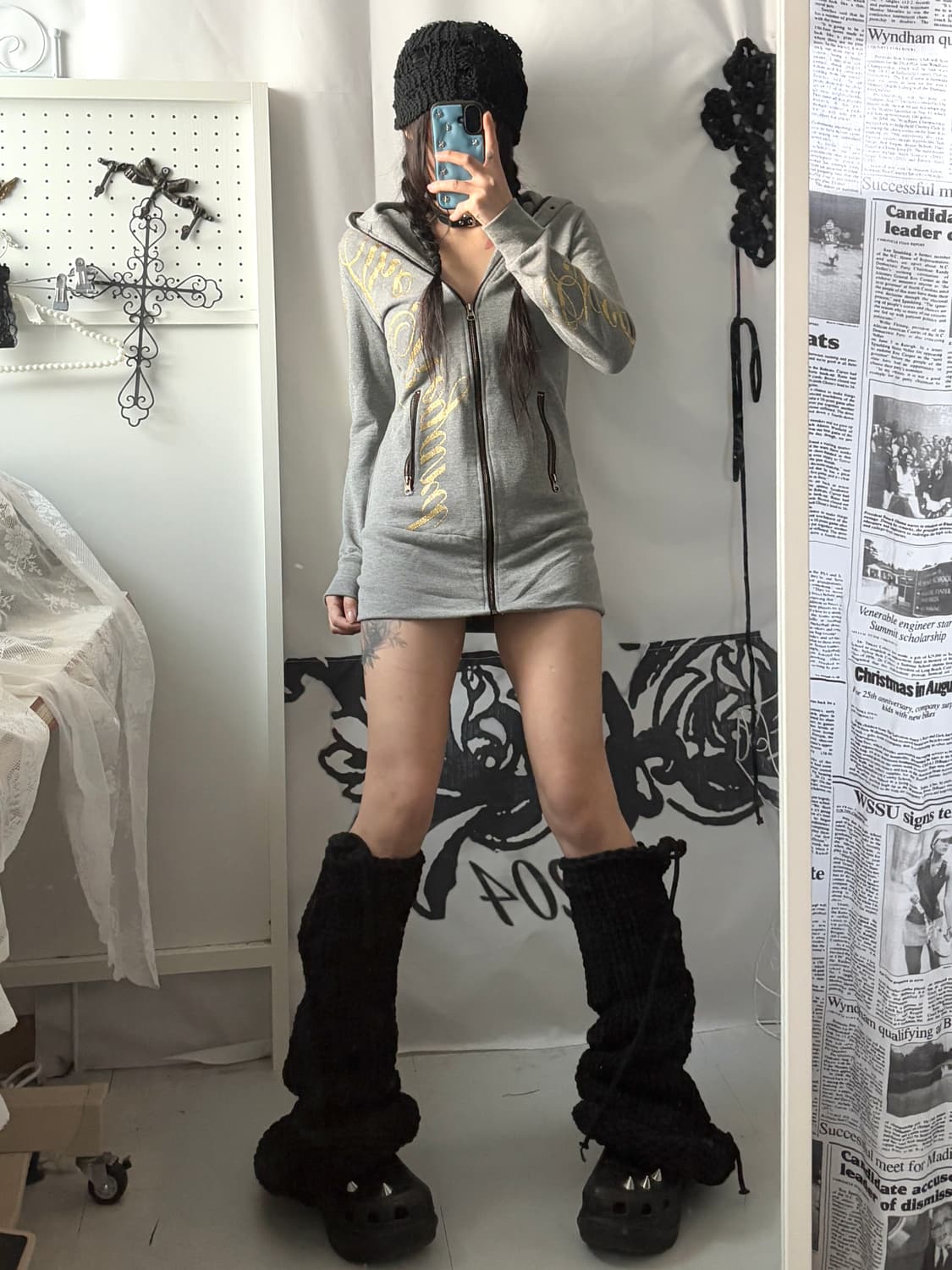 • Grey Wing Printed Hood Zip Up 상품이미지4