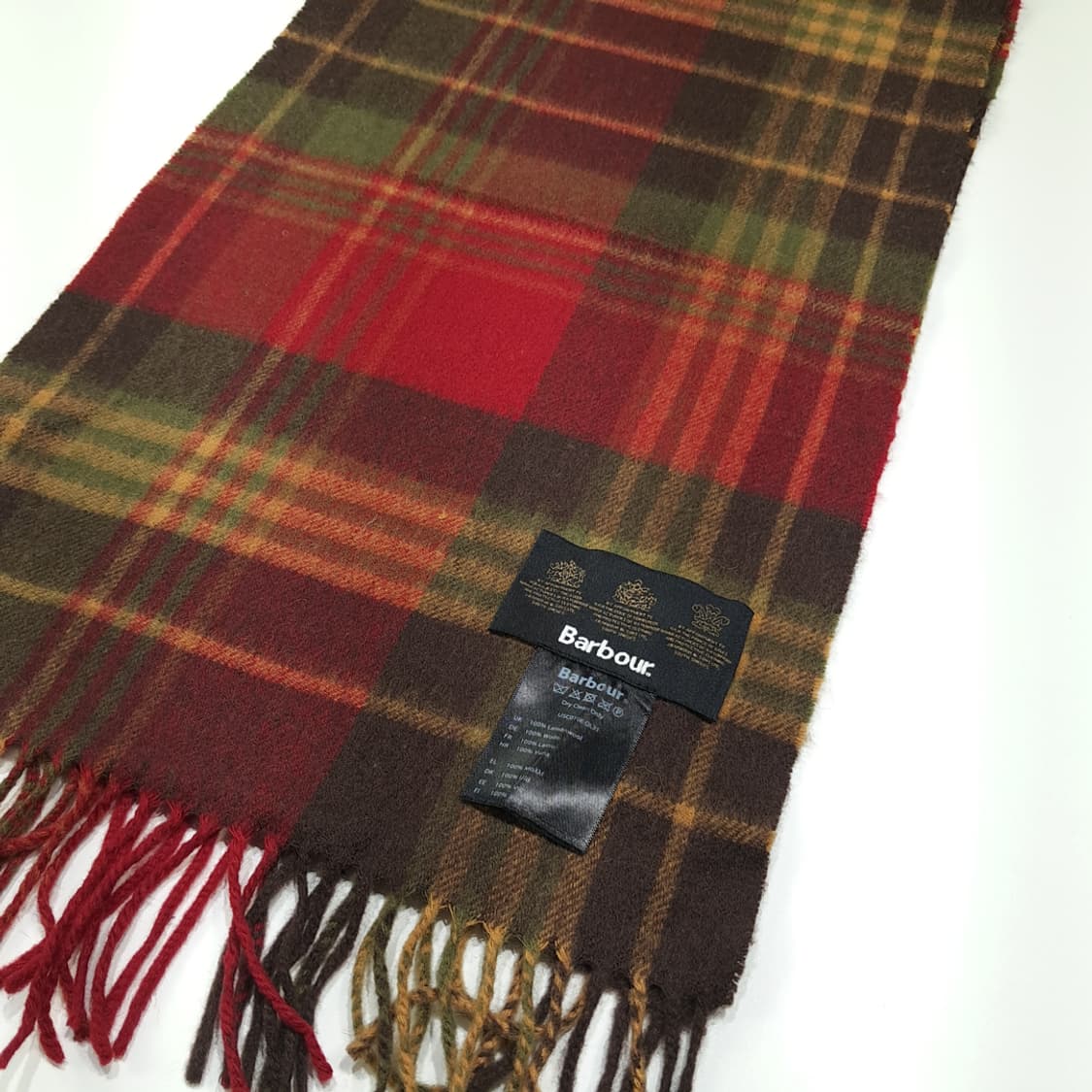 MX582 바버 램스울 타탄체크 올리브 머플러 목도리 상품이미지4