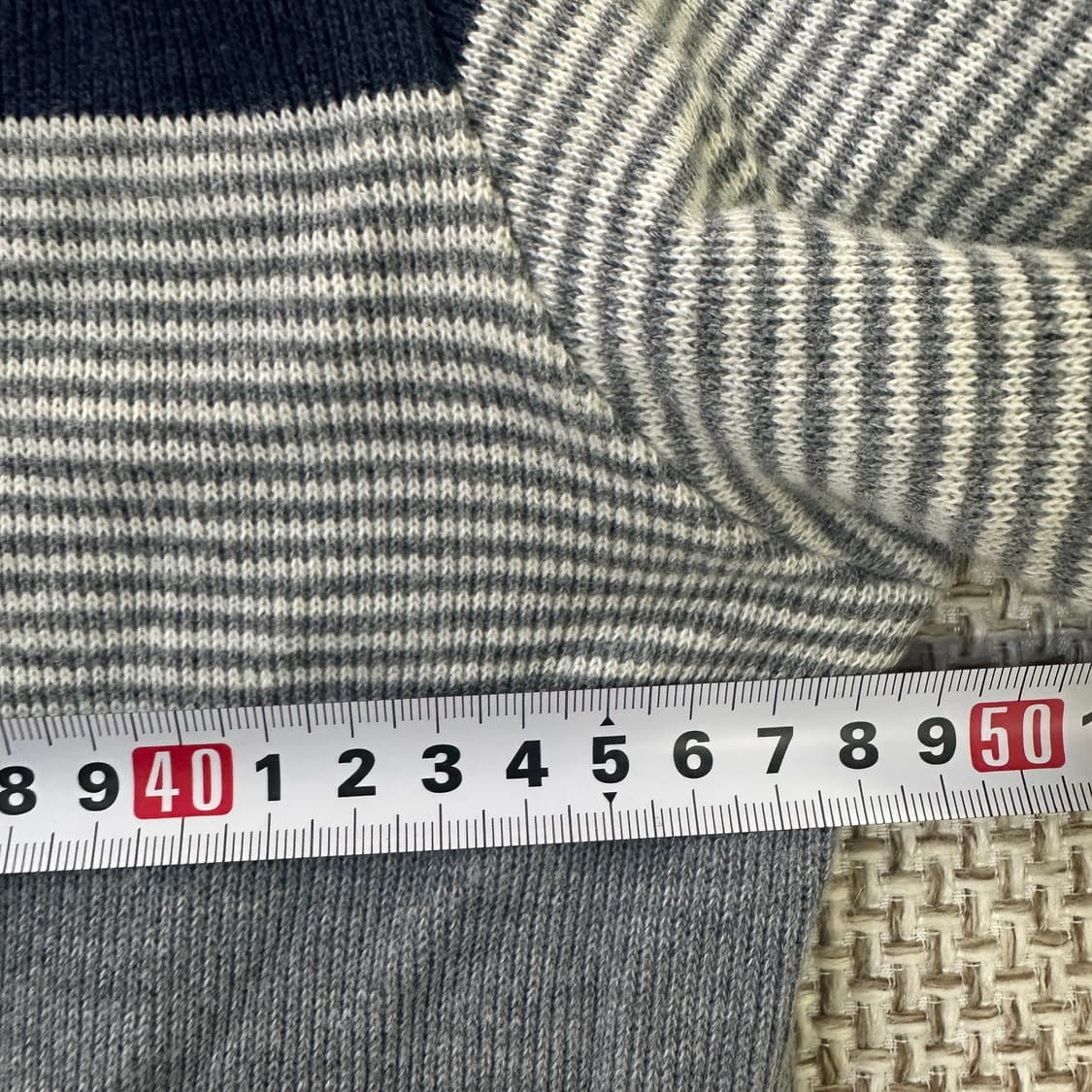 95 헤지스 스트라이프 반집업 니트 0414D 상품이미지7