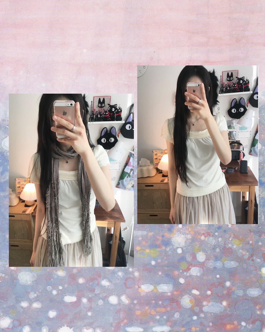 vintage pin-tuck sleeve top ivory 상품이미지1