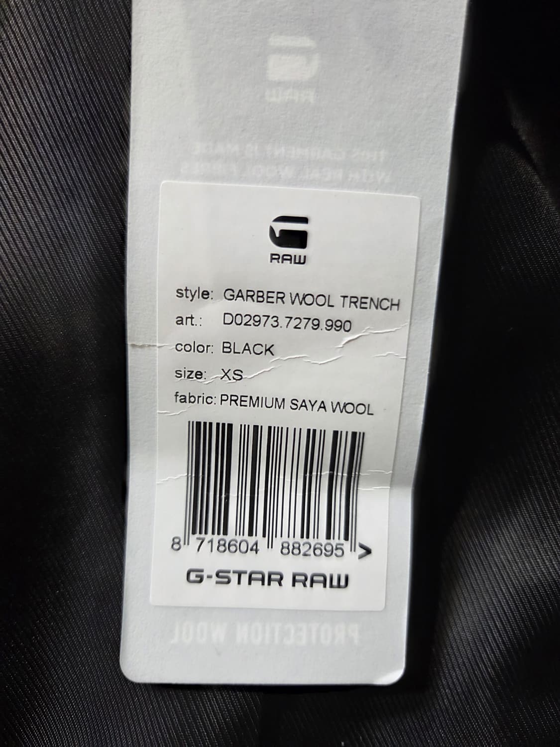 G-SYAR 검정색 하이넥 모직 코트(XS) 상품이미지9
