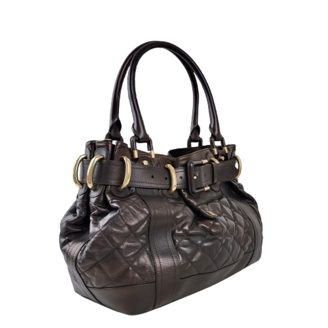 정품 버버리 벨티드 다크브라운 퀼팅 가죽 숄더백 상품이미지2