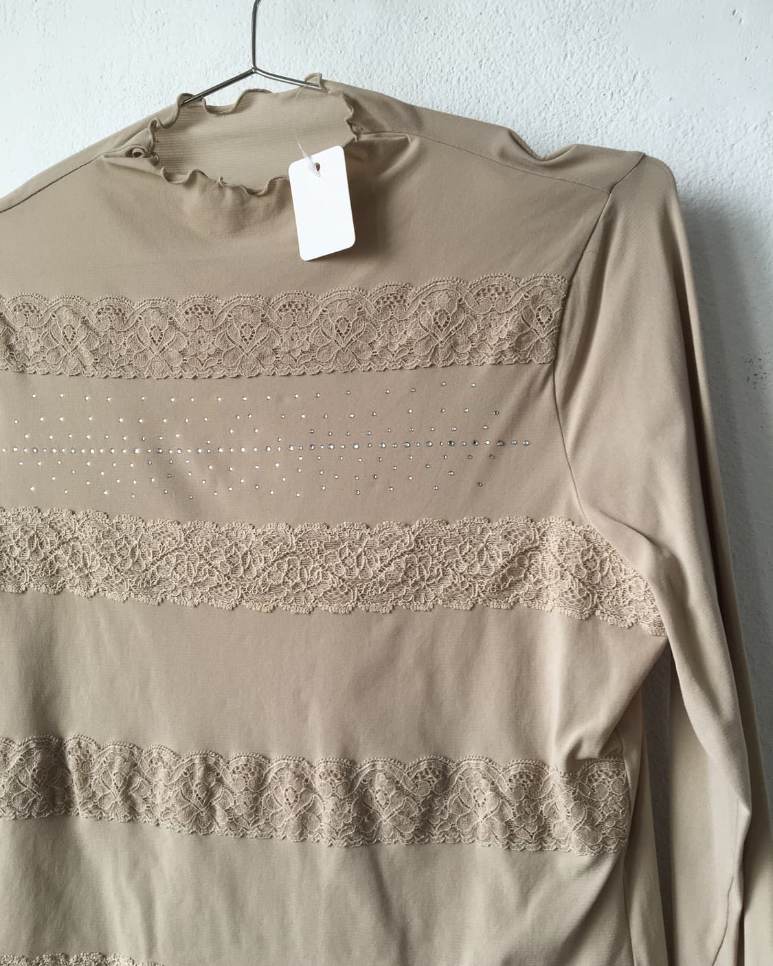 Lace line detail high neck mesh sleeve 상품이미지5