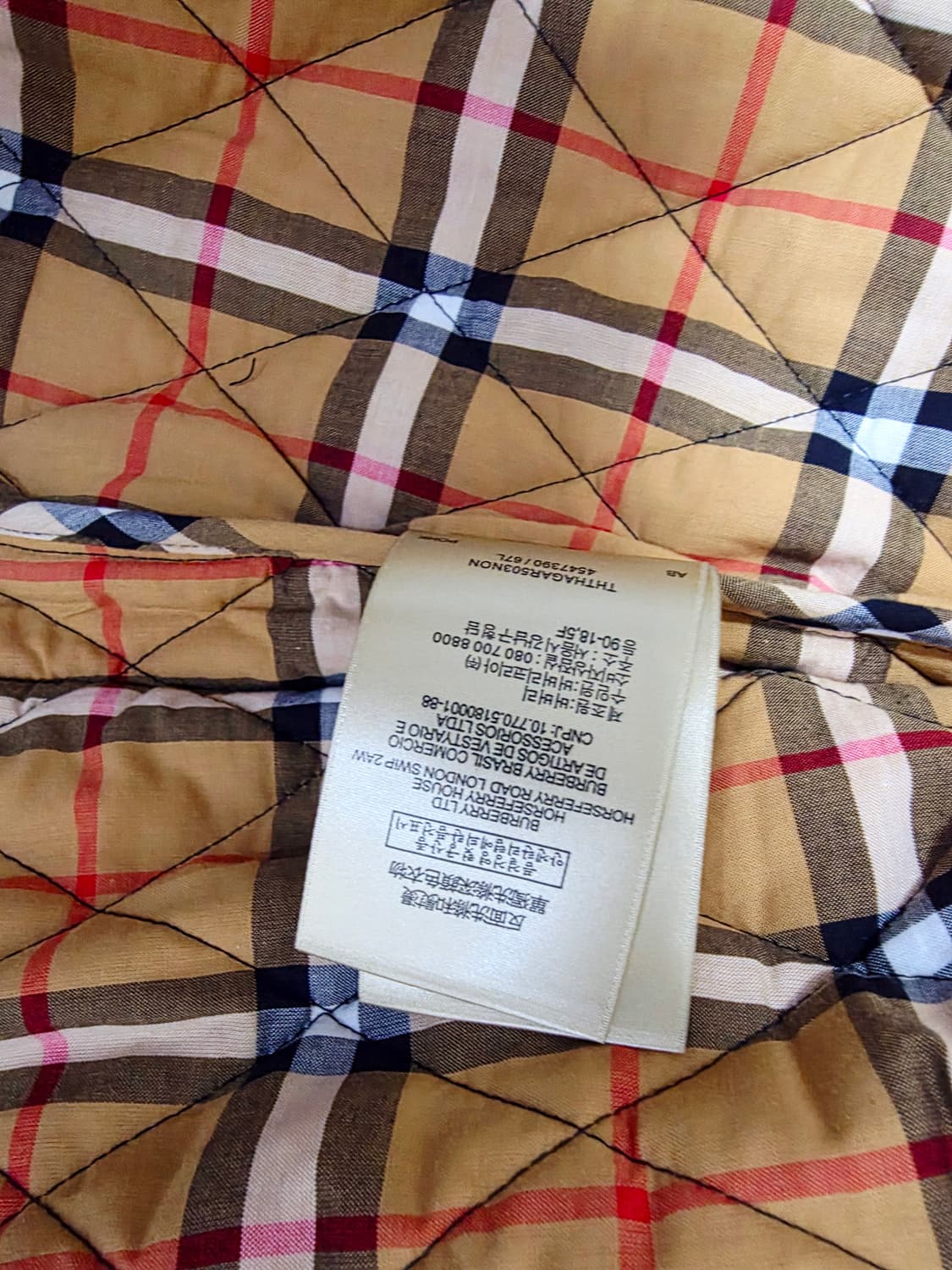 버버리  다이아몬드 퀼팅 노바체크 안감 자켓 XXL (실측55-66) 상품이미지6