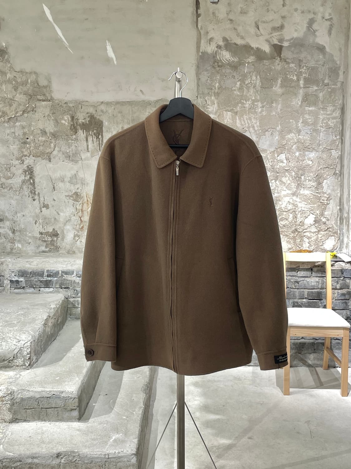 이브 생로랑 뿌르 옴므 브라운 핸드 메이드 울 집업 자켓 상품이미지1