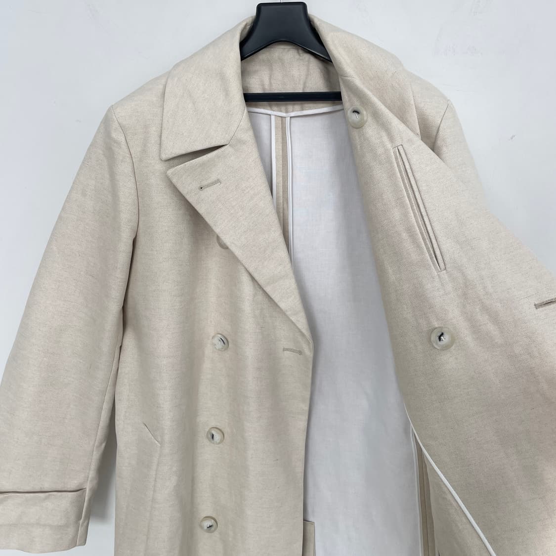 코스 아이보리 헤비 린넨 오버핏 코트 상품이미지4