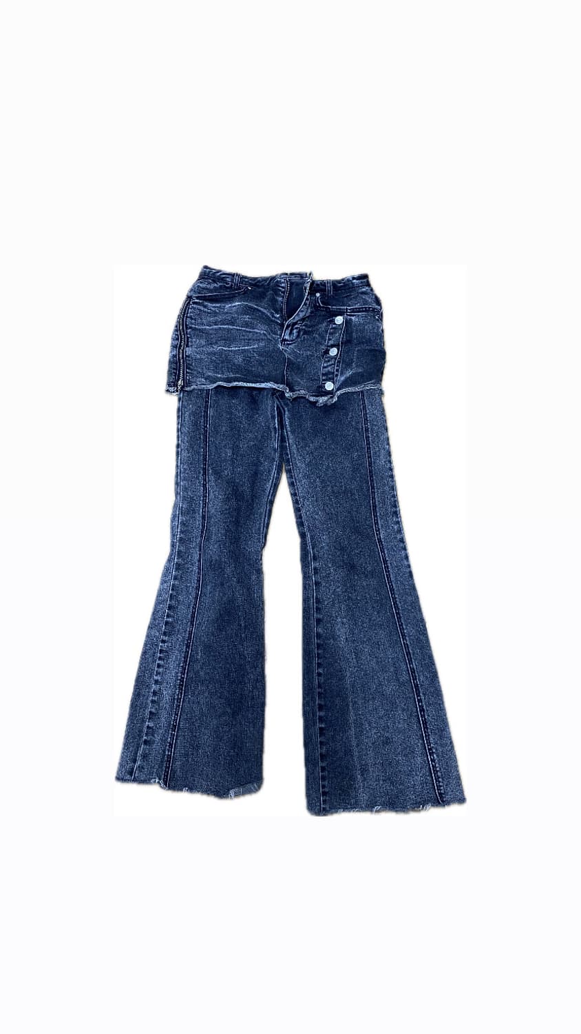 유즈 부츠컷 데님 스커트 레이어드 팬츠 상품이미지3