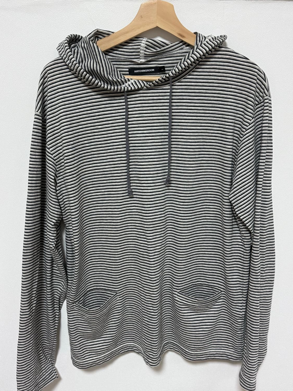 Hatchingroom stripe hoodie grey 상품이미지1