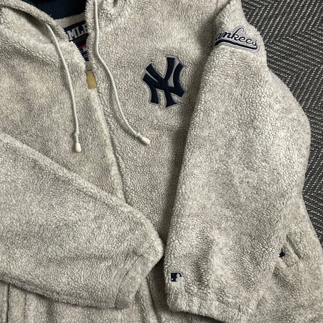 00s MLB 올드스쿨 뉴욕 양키스 플리스 후드 자켓 y 3732 상품이미지5