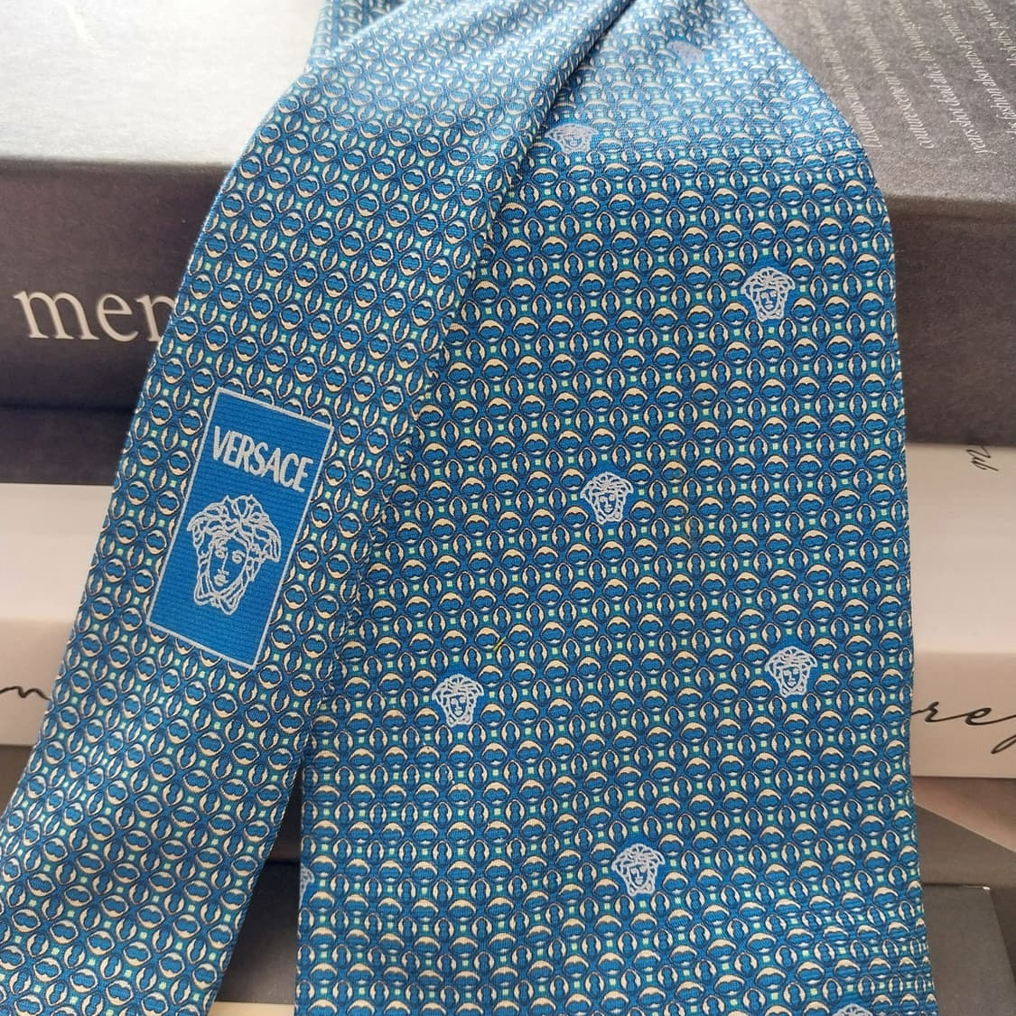 베르사체 실크 블루 메두사 패턴 넥타이 9.4cm A+등급 K1311
 상품이미지3
